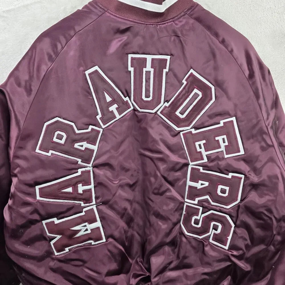 Vintage Don Alleson Bomber Jacket XL Maroon Satin Quilted Lining Antelope Valley